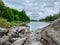 Water, rocks, trees and clouds in Ontario, Canada