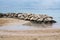 Water and rocks winter beach