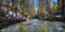 Water running in a creek in Yosemite National Park, Sierra Nevada in California