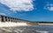 Water rushing out of open gates of a hydro electric power station