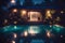 water\\\'s surface reflects the surrounding lights in a beautiful Ai-generated-pool