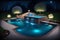 Water\\\'s surface shimmers with a gentle luminosity around the pool generated by Ai