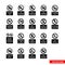 Water safety prohibitory signs icon set of black and white types. Isolated vector sign symbols. Icon pack