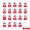 Water safety prohibitory signs icon set of color types. Isolated vector sign symbols. Icon pack