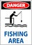 Water Safety Sign Danger - Fishing Area