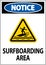 Water Safety Sign Notice - Surfboarding Area