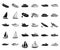 Water and sea transport black,monochrome icons in set collection for design. A variety of boats and ships vector symbol