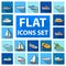 Water and sea transport flat icons in set collection for design. A variety of boats and ships vector symbol stock web