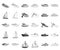 Water and sea transport monochrome,outline icons in set collection for design. A variety of boats and ships vector