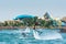 Water show on the lake  in Chimelong Ocean Kingdom, Zhuhai, Guangdong, China