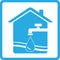 Water sign with tap, house and wave