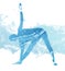 Water silhouette of woman in yoga position.