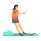 Water skiing icon cartoon vector. Sea beach activity