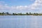 Water slide on the shoreline of a pond, Cunningham Lake, San Jose, south San Francisco bay, California