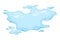 Water spill puddle. Blue liquid shape in flat cartoon style. Clean fluid drop design element isolted on white background