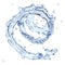 Water spiral with water droplets isolated. 3D illustration