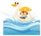 A water splash with duck boat on white background