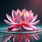 Water splashing with simple pink lotus and bright colors, lush wild meadow flowers design.