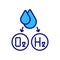 Water splitting for hydrogen production RGB color icon