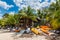 Water sports equipment in the Palancar beach in Playa Palancar, Quintana Roo, Mexico