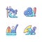 Water sports RGB color icons set