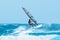 Water sports: windsurfer riding the waves
