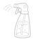 Water sprayer doodle illustration, plastic bottle pulverizer for housework and watering plants, tool for gardening and
