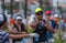 Water station with runners at the Cozumel half Ironman 2017