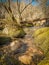 Water stream near Tahiti waterfall in the mountains of Peneda-Geres National Park, Portugal.