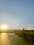 Water sunrise reflection green light yellow green grass cloud best blue cool relax