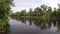 Water surface breeze on a narrow river in summer