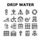 water system irrigation sprinker icons set vector