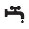 Water Tap Icon. Faucet Symbol, Plumbing Sign, Drip Silhouette