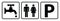 Water Tap icon,washroom sign and Parking allowed symbol