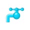 Water tap with knob icon, cartoon style