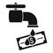 Water tap money laundering icon, simple style