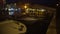 Water taxi boats docked at night mooring, passenger transportation in Venice