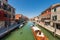 Water Taxi in Motion in the Venice Lagoon - Murano Island Veneto Italy