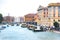 Water Taxi traffic on the Grand Canal in Venice, Italy.