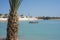 Water taxi traveling on a tropical lagoon.