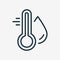 Water Temperature Indicator Line Icon. Mercury thermometer and Water Drop Linear Pictogram. Temperature and Humidity