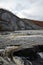 Water threshold on the Siberian taiga river in the fall