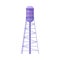 Water Tower Cylinder Of Violet Color With Ladder Flat Vector Illustration