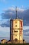 Water tower decorated with fresco in Gascony medieval style