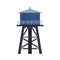 Water tower vector icon illustration tank isolated white. Industrial architecture container structure. Blue reservoir tall