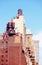 Water towers on New York buildings, color toning applied, USA