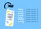 Daily water tracker, handwritten days of week and checklist drops of water. Reusable sport bottle illustration with