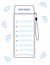 Water tracker. Hydration Tracker Bullet Journal Printable. Weekly Planner. Page from health journal. Doodle style. 7 day
