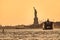 Water traffic on the Hudson River around Statue of Liberty, New York