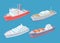 Water Transport Cargo Shipment Sea Set Vector